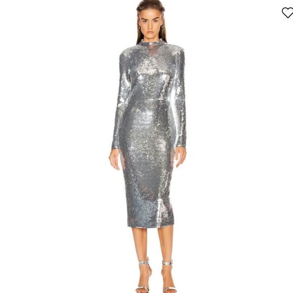 NWT Veronica Beard Silver Sequins Nila MIDI Dress Size 8 Revolve - Picture 1 of 16